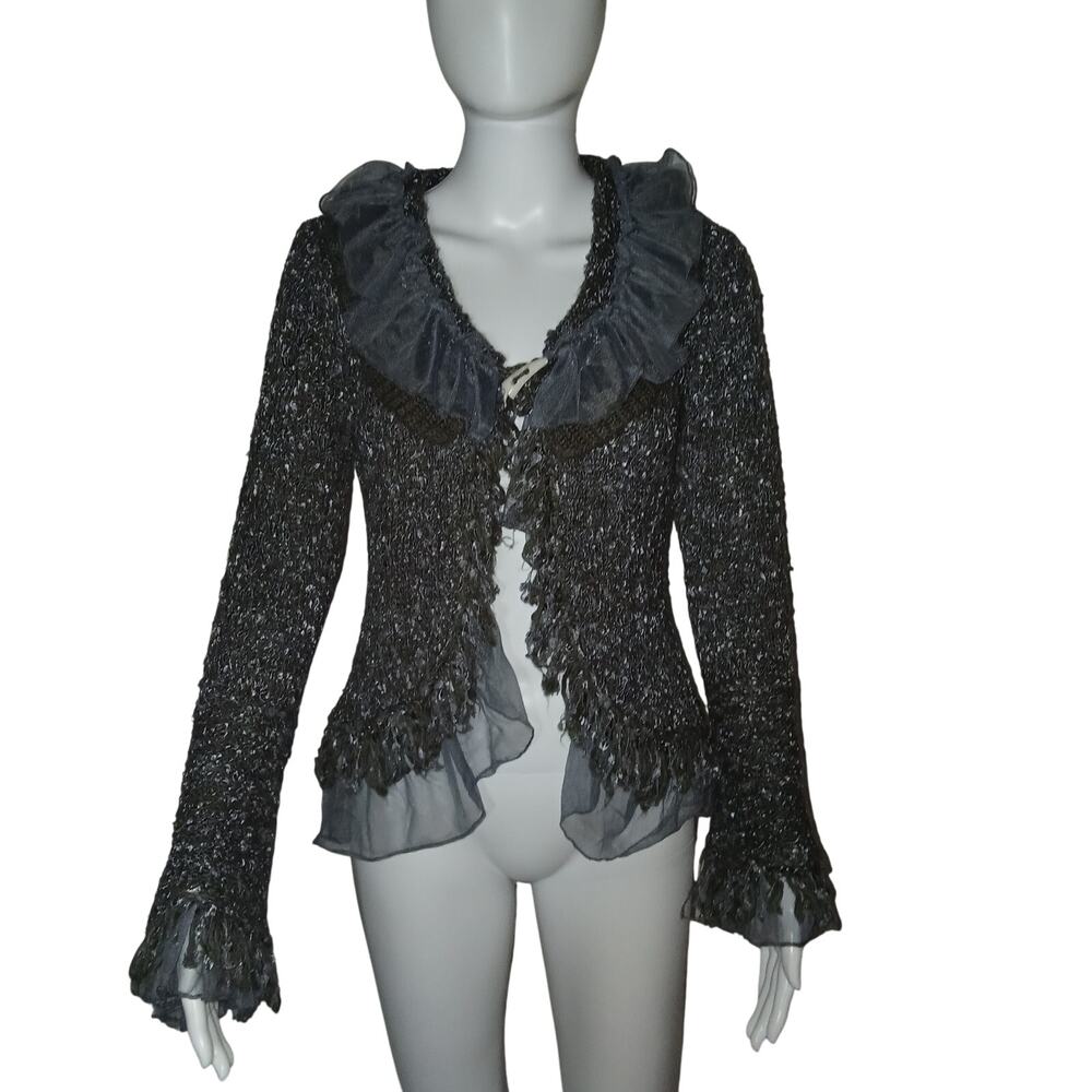 Firuzé Dark Fairycore Ruffle Texture Cardigan Toggle Closure Fashion Aesthetic